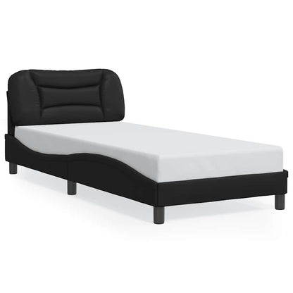 Bed Frame without Mattress "Hvar" Black 90x190 cm Single Faux Leather