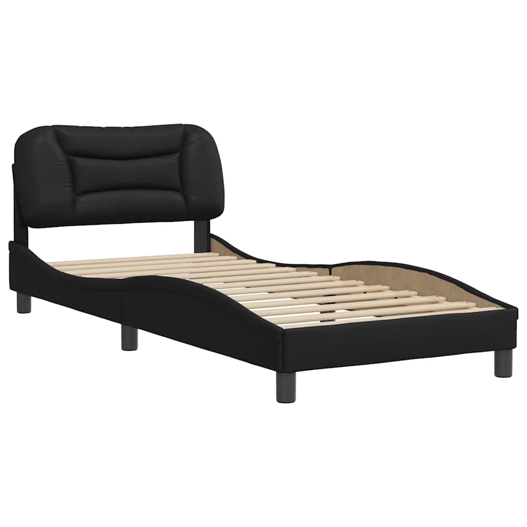 Bed Frame without Mattress "Hvar" Black 90x190 cm Single Faux Leather