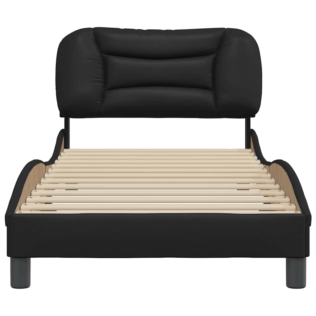 Bed Frame without Mattress "Hvar" Black 90x190 cm Single Faux Leather