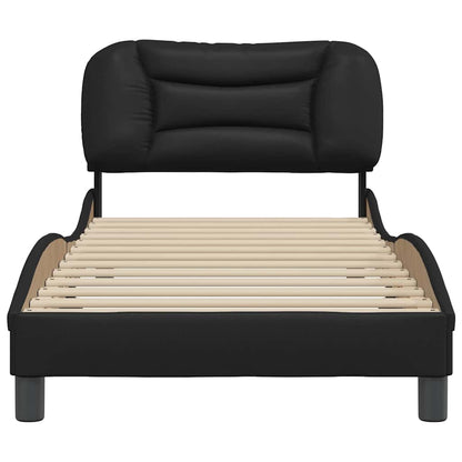 Bed Frame without Mattress "Hvar" Black 90x190 cm Single Faux Leather