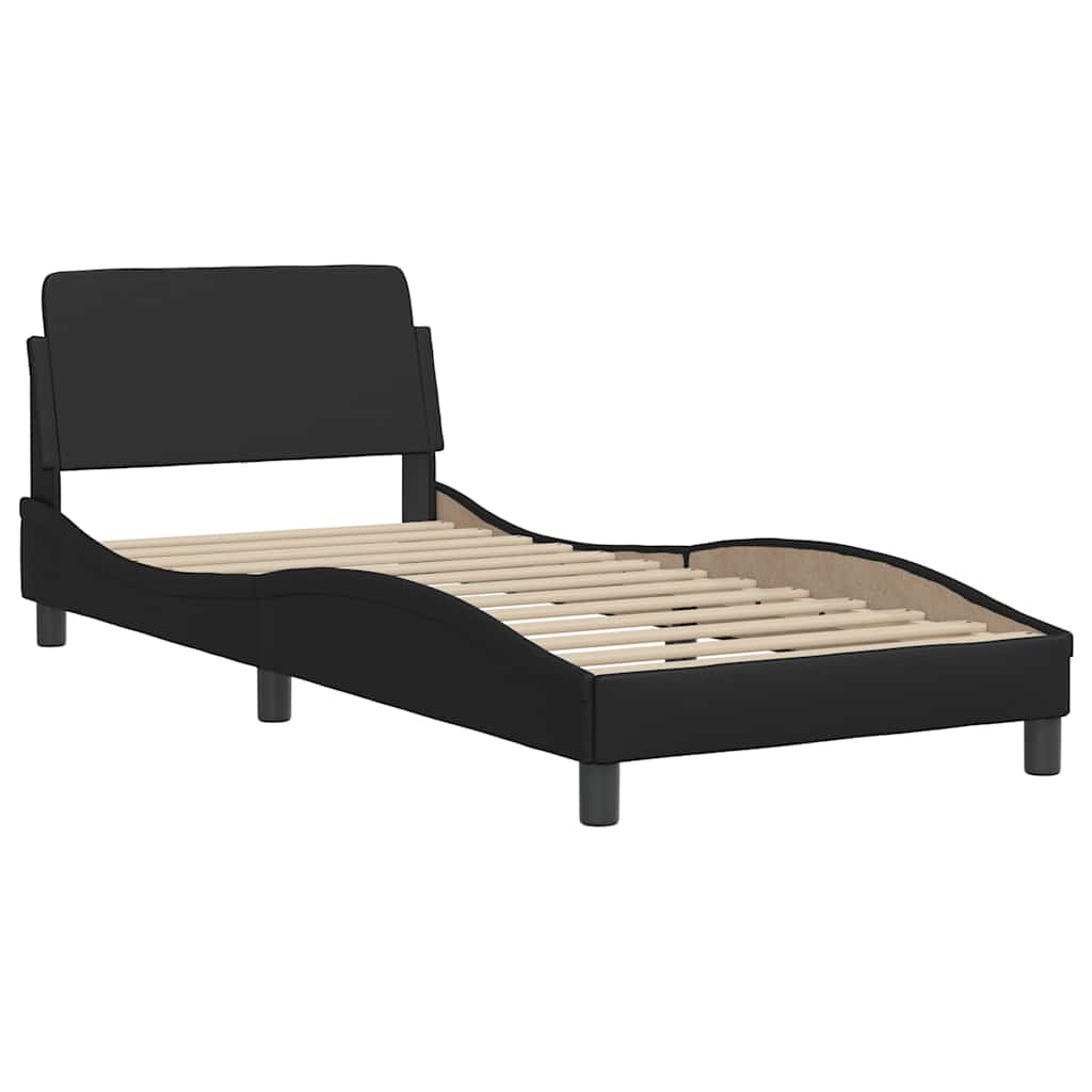 Bed Frame without Mattress "Hvar" Black 90x190 cm Single Faux Leather