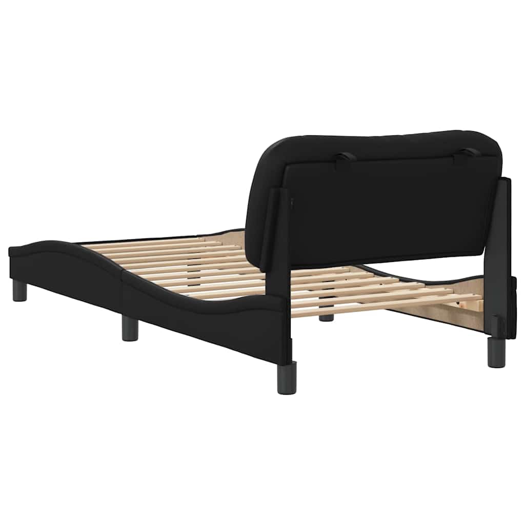 Bed Frame without Mattress "Hvar" Black 90x190 cm Single Faux Leather