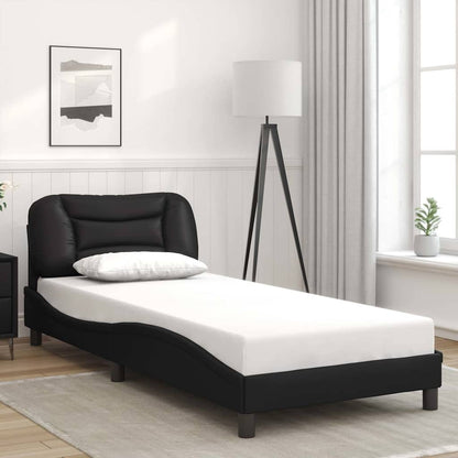 Bed Frame without Mattress "Hvar" Black 90x190 cm Single Faux Leather
