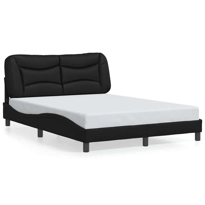 Bed Frame without Mattress "Hvar" Black 135x190 cm Double Faux Leather