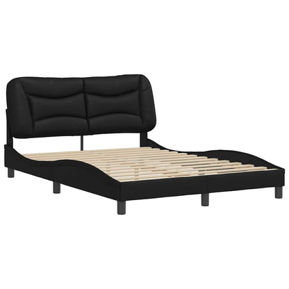 Bed Frame without Mattress "Hvar" Black 135x190 cm Double Faux Leather