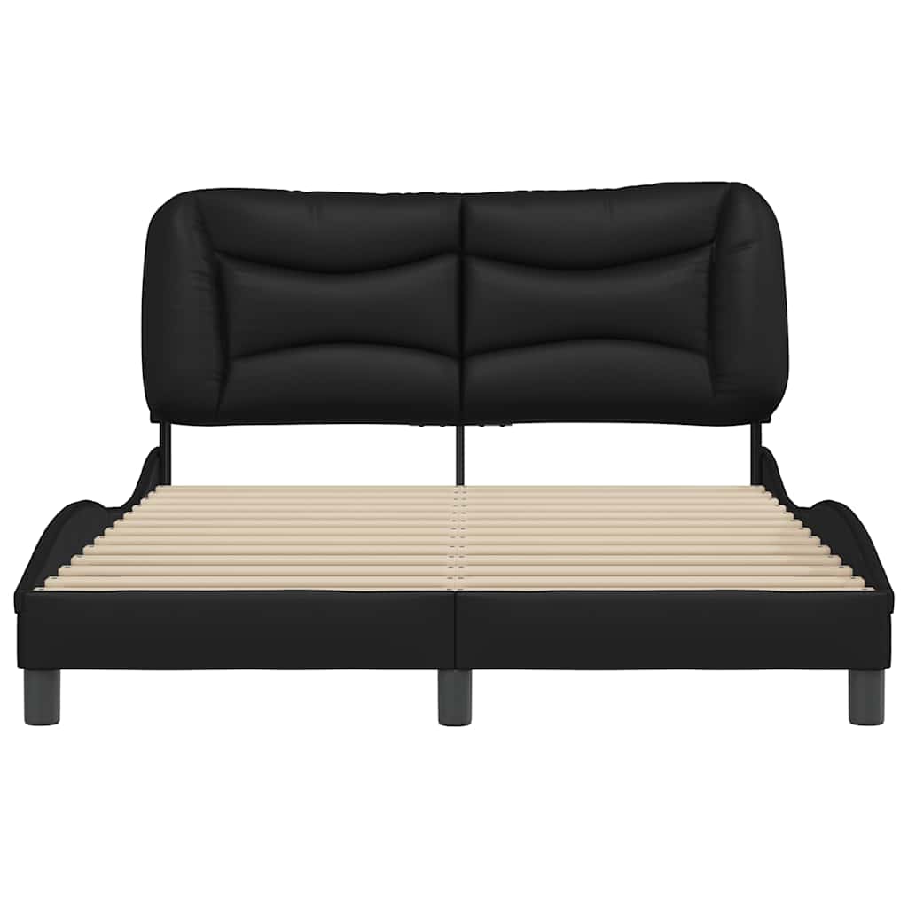 Bed Frame without Mattress "Hvar" Black 135x190 cm Double Faux Leather