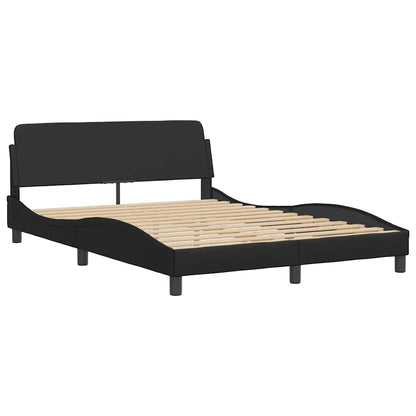 Bed Frame without Mattress "Hvar" Black 135x190 cm Double Faux Leather
