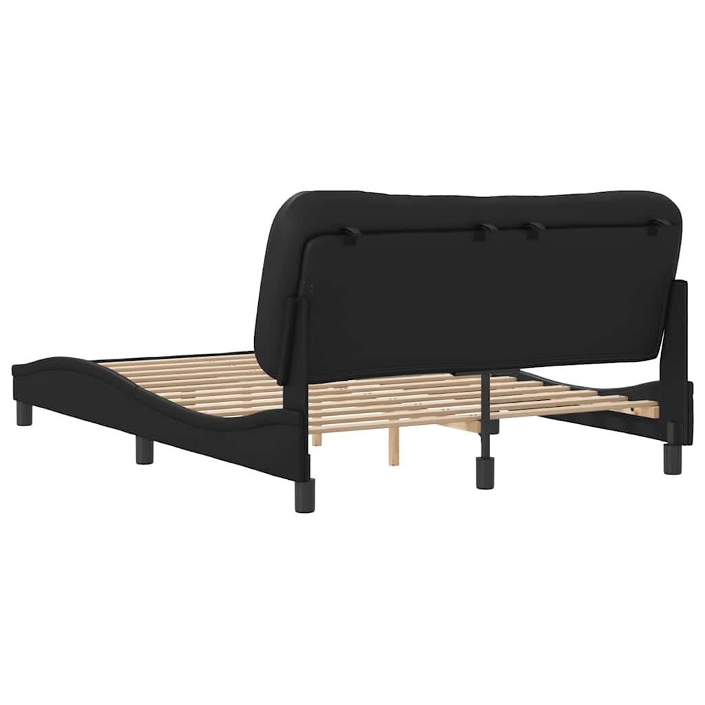 Bed Frame without Mattress "Hvar" Black 135x190 cm Double Faux Leather