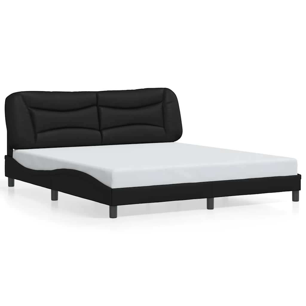 Bed Frame without Mattress "Hvar" Black 180x200 cm Super King Faux Leather