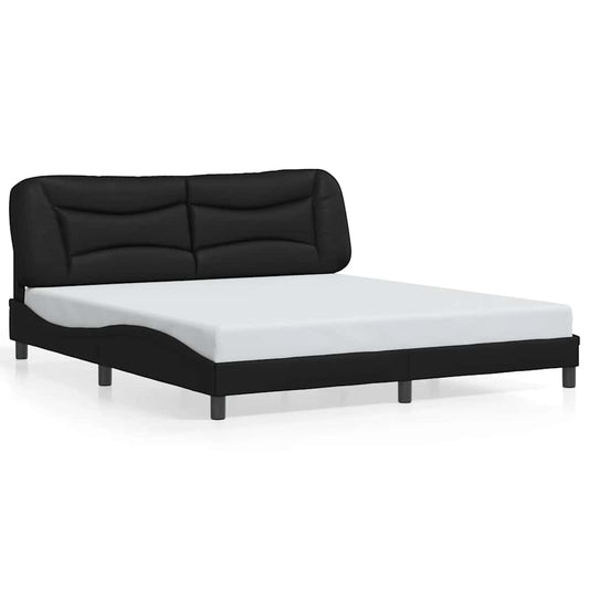 Bed Frame without Mattress "Hvar" Black 180x200 cm Super King Faux Leather