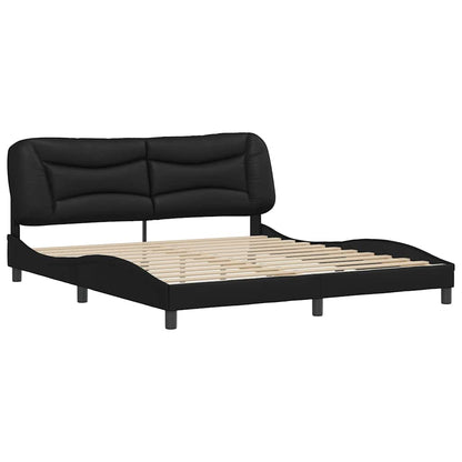 Bed Frame without Mattress "Hvar" Black 180x200 cm Super King Faux Leather