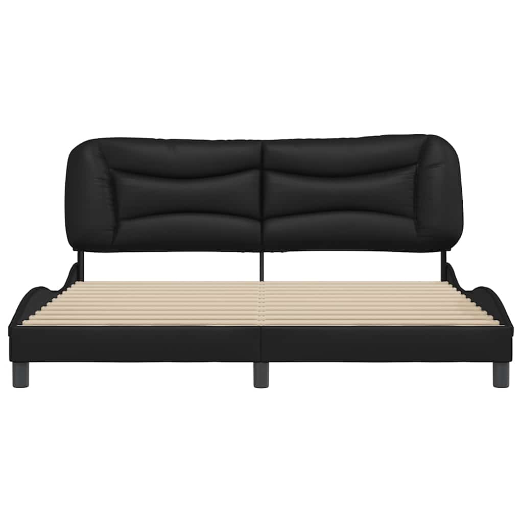 Bed Frame without Mattress "Hvar" Black 180x200 cm Super King Faux Leather