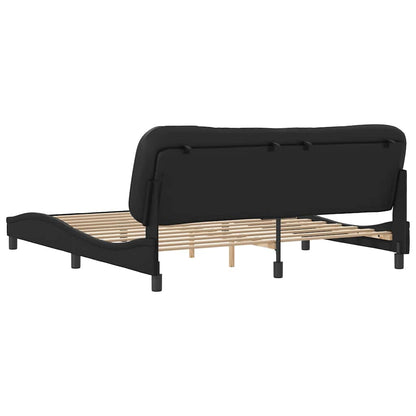 Bed Frame without Mattress "Hvar" Black 180x200 cm Super King Faux Leather