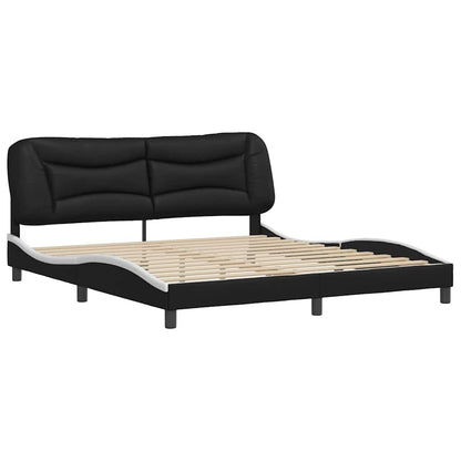 Bed Frame without Mattress "Hvar" Black and White 180x200 cm Super King Faux Leather