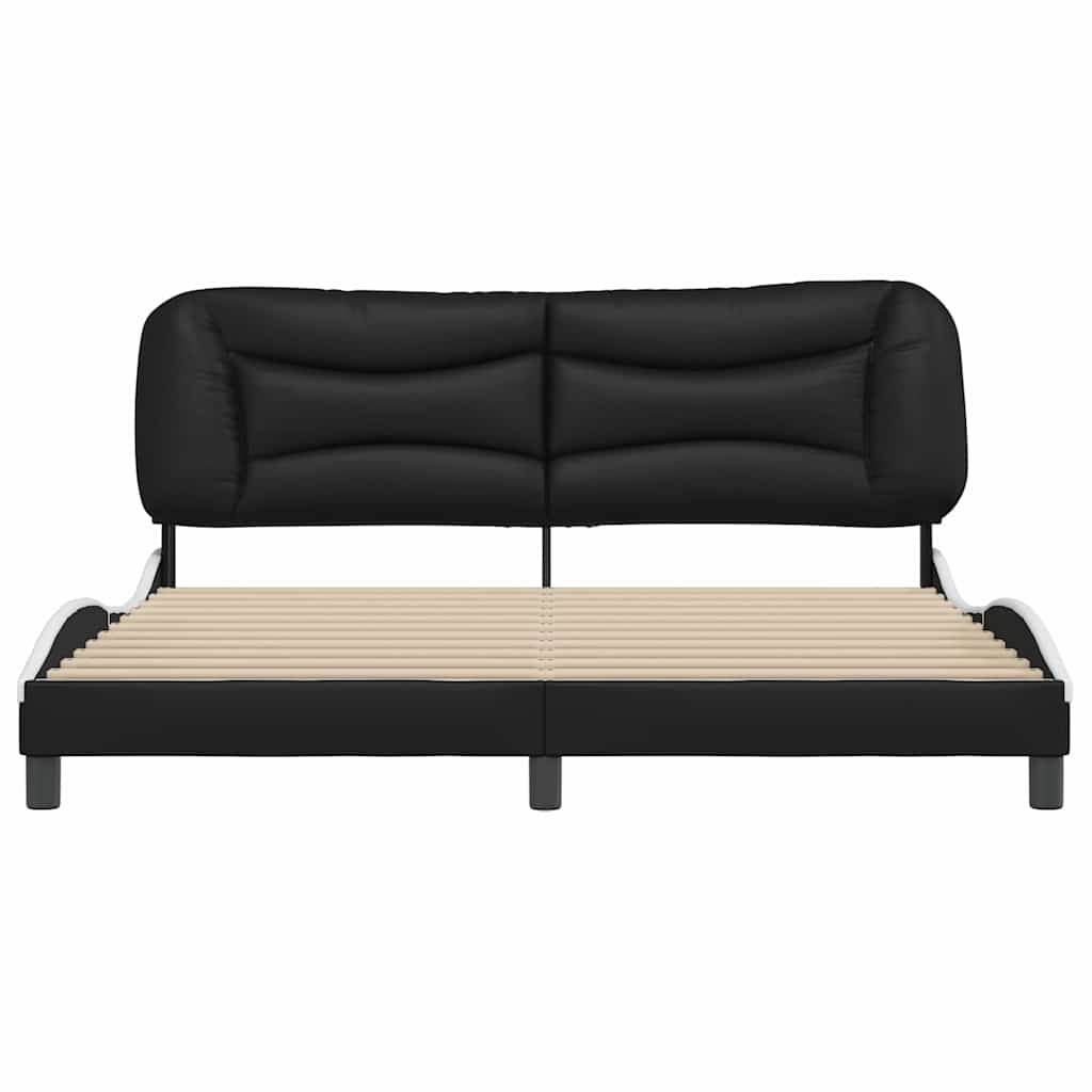 Bed Frame without Mattress "Hvar" Black and White 180x200 cm Super King Faux Leather