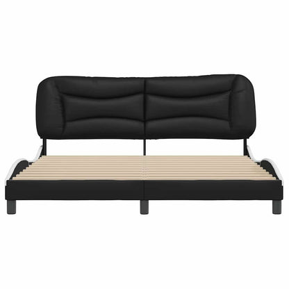 Bed Frame without Mattress "Hvar" Black and White 180x200 cm Super King Faux Leather