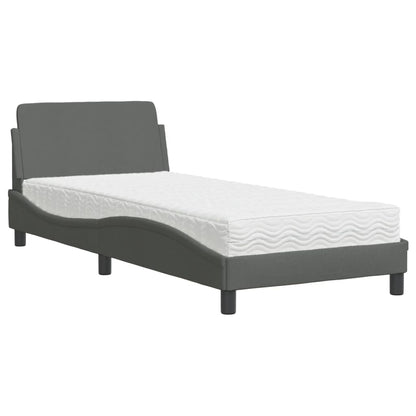 Bed with Mattress "Dover" Dark Grey Single Fabric