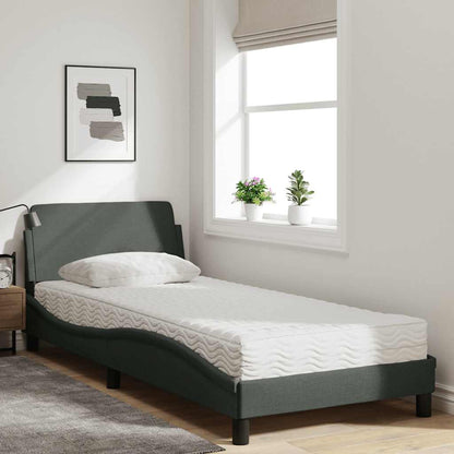 Bed with Mattress "Dover" Dark Grey Single Fabric