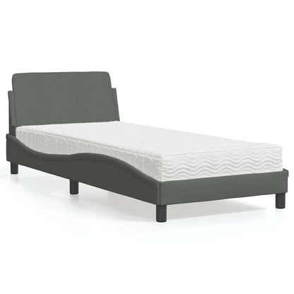Bed with Mattress "Dover" Dark Grey Single Fabric