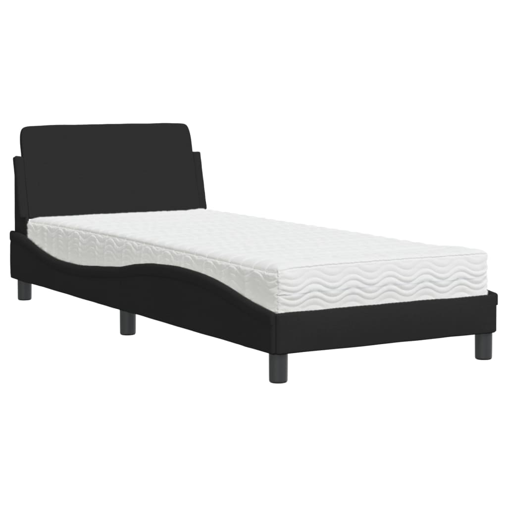 Bed with Mattress "Dover" Black Single Fabric