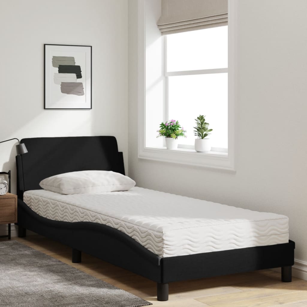 Bed with Mattress "Dover" Black Single Fabric