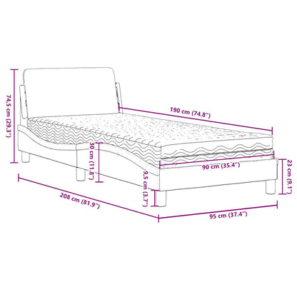 Bed with Mattress "Dover" Black Single Fabric