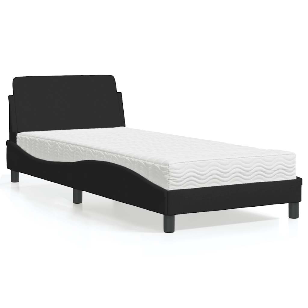 Bed with Mattress "Dover" Black Single Fabric