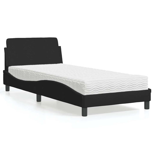 Bed with Mattress "Dover" Black Single Fabric