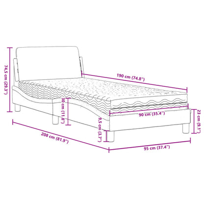 Bed with Mattress "Dover" Dark Grey Single Velvet