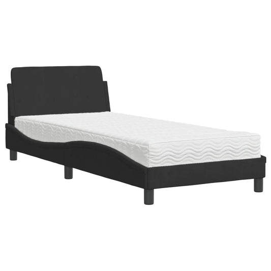 Bed with Mattress "Dover" Black Single Velvet