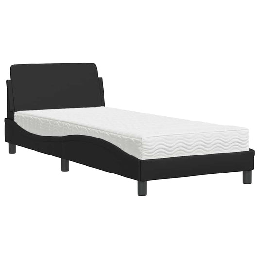 Bed with Mattress "Dover" Black Single Faux Leather