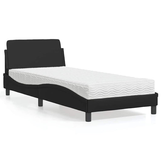 Bed with Mattress "Dover" Black Single Faux Leather