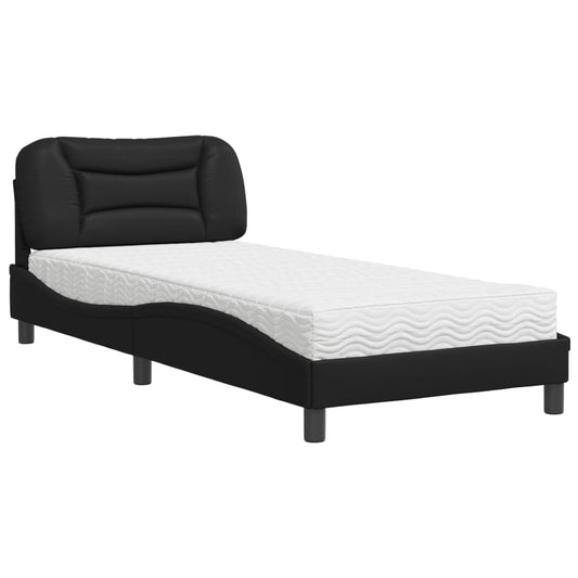 Bed with Mattress "Hvar" Black 90x190 cm Faux Leather