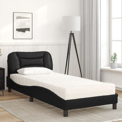 Bed with Mattress "Hvar" Black 90x190 cm Single Faux Leather