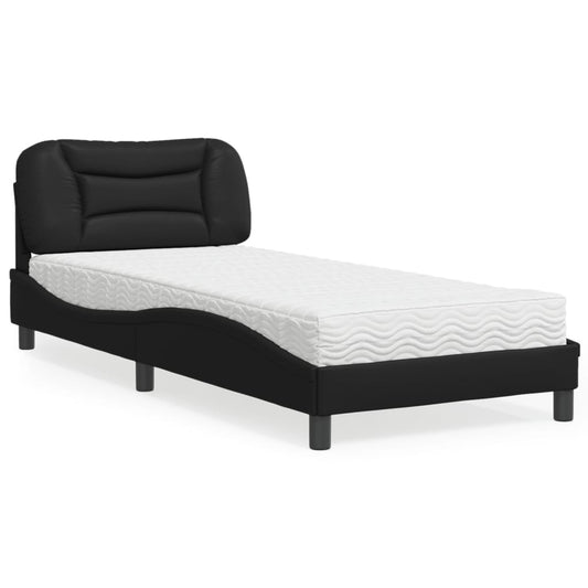 Bed with Mattress "Hvar" Black 90x190 cm Faux Leather