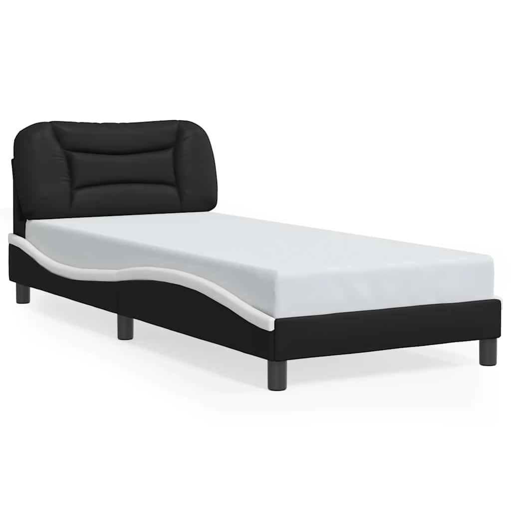Bed Frame with LED without Mattress "Hvar" Black and White 80x200 cm