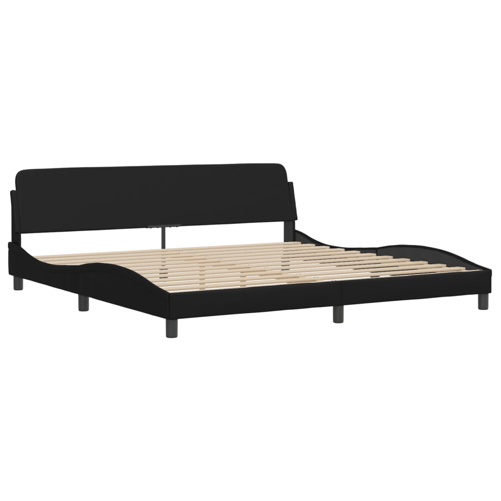 Bed Frame with LED without Mattress "Hvar" Black 200x200 cm
