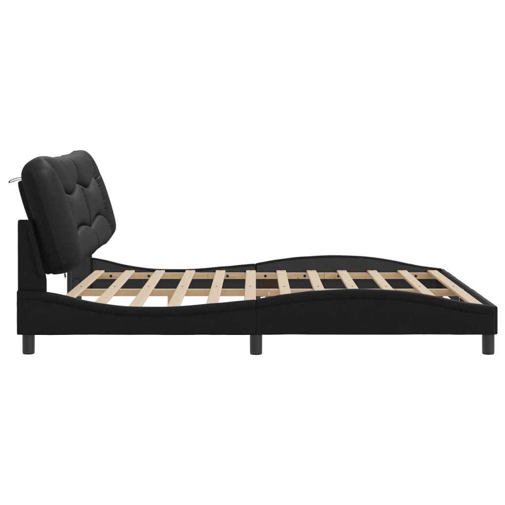 Bed Frame with LED without Mattress "Hvar" Black 200x200 cm