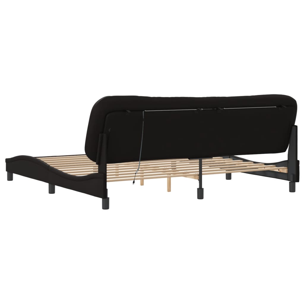 Bed Frame with LED without Mattress "Hvar" Black 200x200 cm