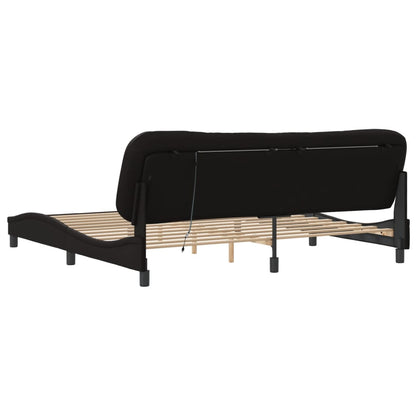 Bed Frame with LED without Mattress "Hvar" Black 200x200 cm