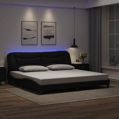 Bed Frame with LED without Mattress "Hvar" Black 200x200 cm
