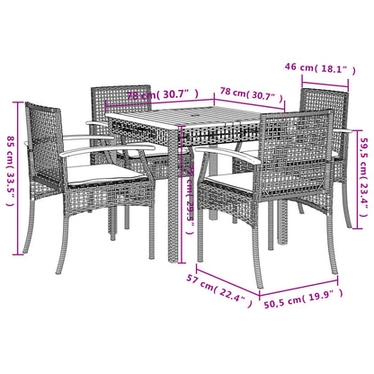 Garden Dining Set | Black | PE rattan | Medium | Removable Covers