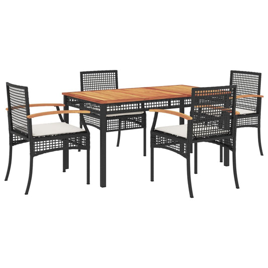 Garden Dining Set | Black | PE Rattan | 5 piece set