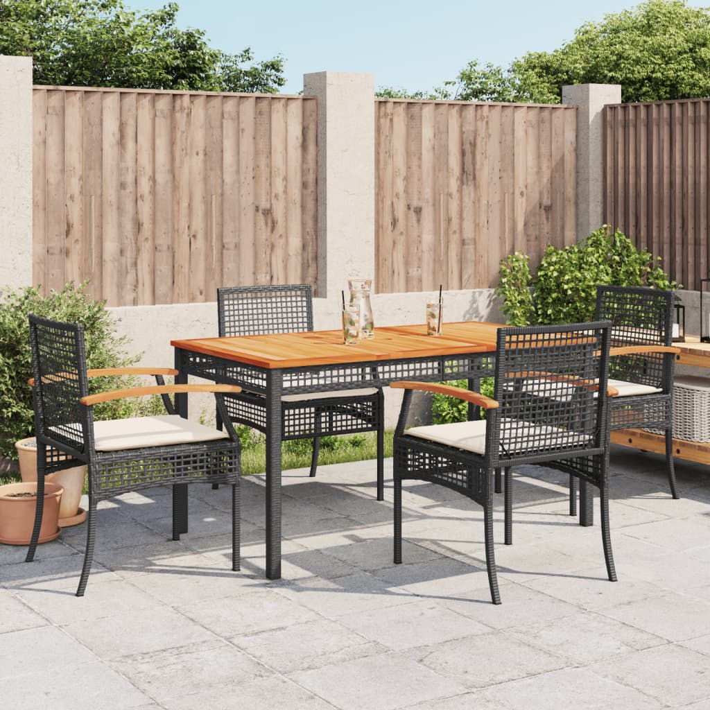 Garden Dining Set | Black | PE Rattan | 5 piece set