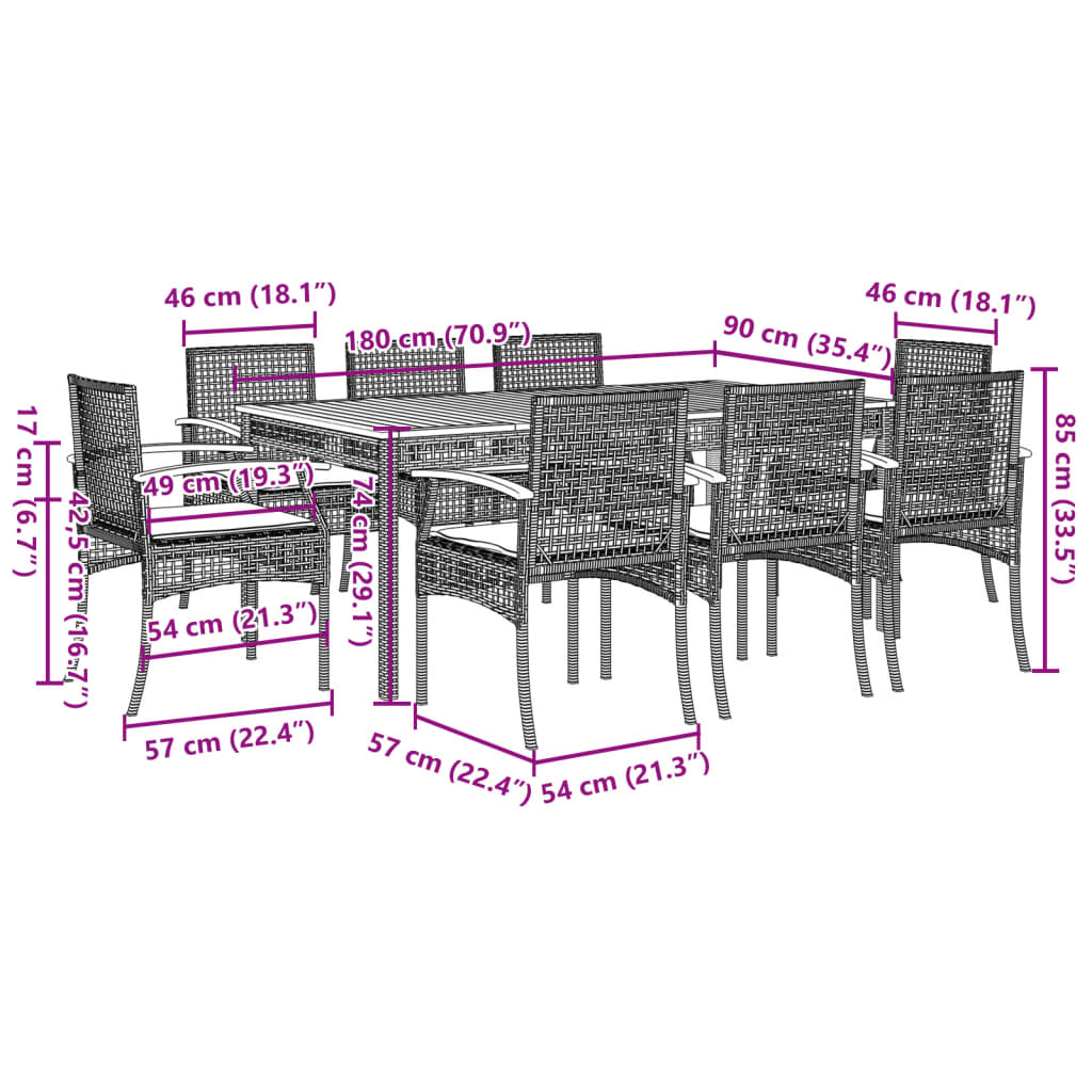 Garden Dining Set | Black, Cream White