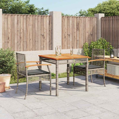 3 Piece Garden Dining Set with Cushions Grey Poly Rattan