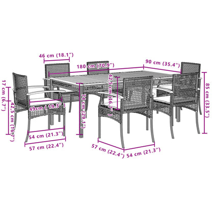 Garden Dining Set | Grey | PE rattan | One size | UV-resistant materials