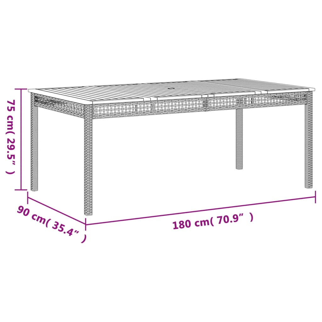 Garden Dining Set | Grey | PE rattan | One size | UV-resistant materials