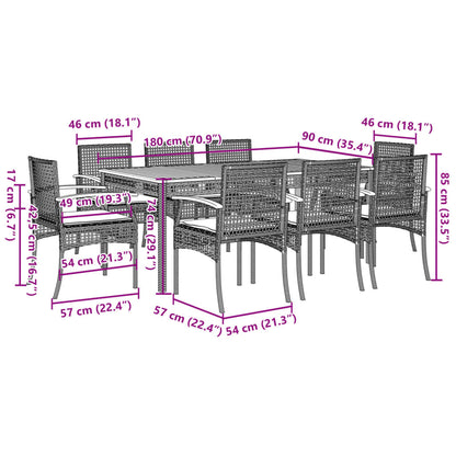 Garden Dining Set | Grey | PE Rattan | Large | UV-resistant materials