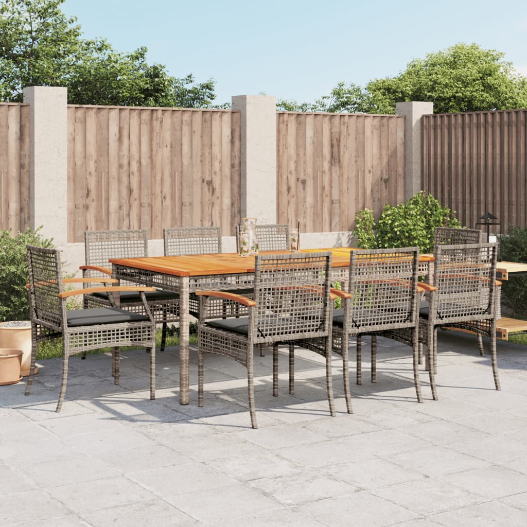 Garden Dining Set | Grey | PE Rattan | Large | UV-resistant materials